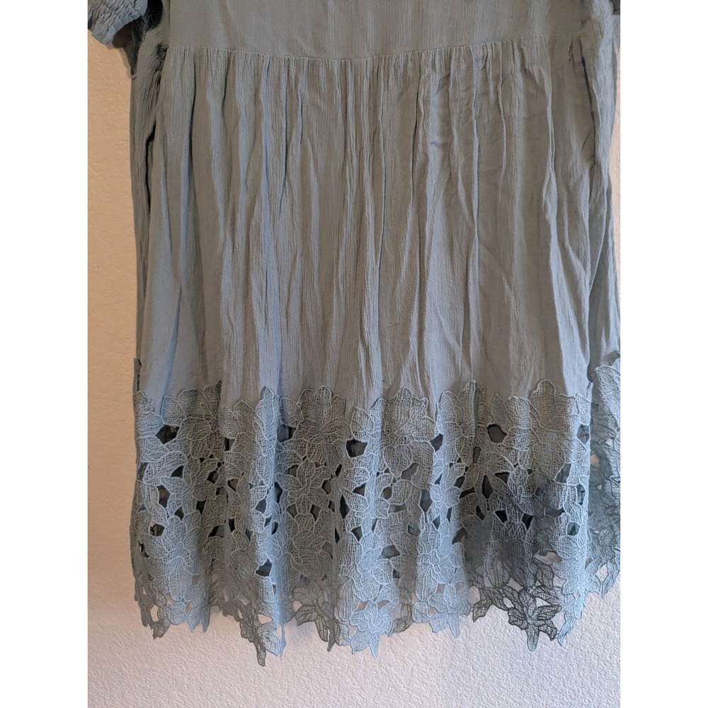 Umgee USA Women Sage Crochet Lace Babydoll Tunic Top Mini Dress Large K6138 - Picture 11 of 11